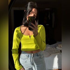 Zara Neon Green Ribbed Crop Top